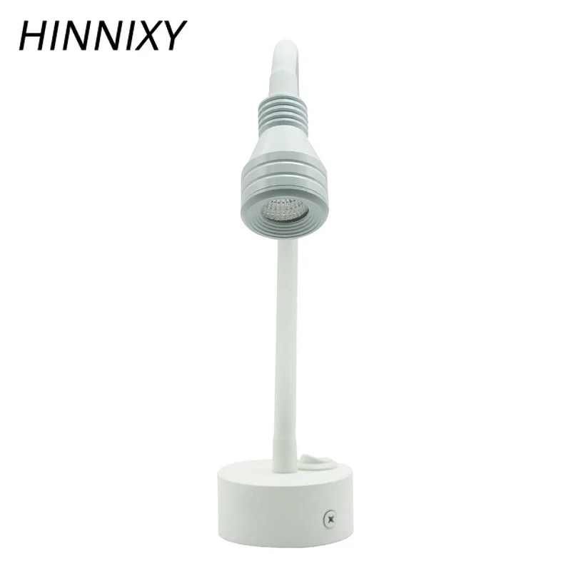 Hinnixy LED Wall Lamps With Switch Pure White 90-260V 3W Flexible Jewelry Light Surface Mounted Bed Reading Lamp Picture Antique