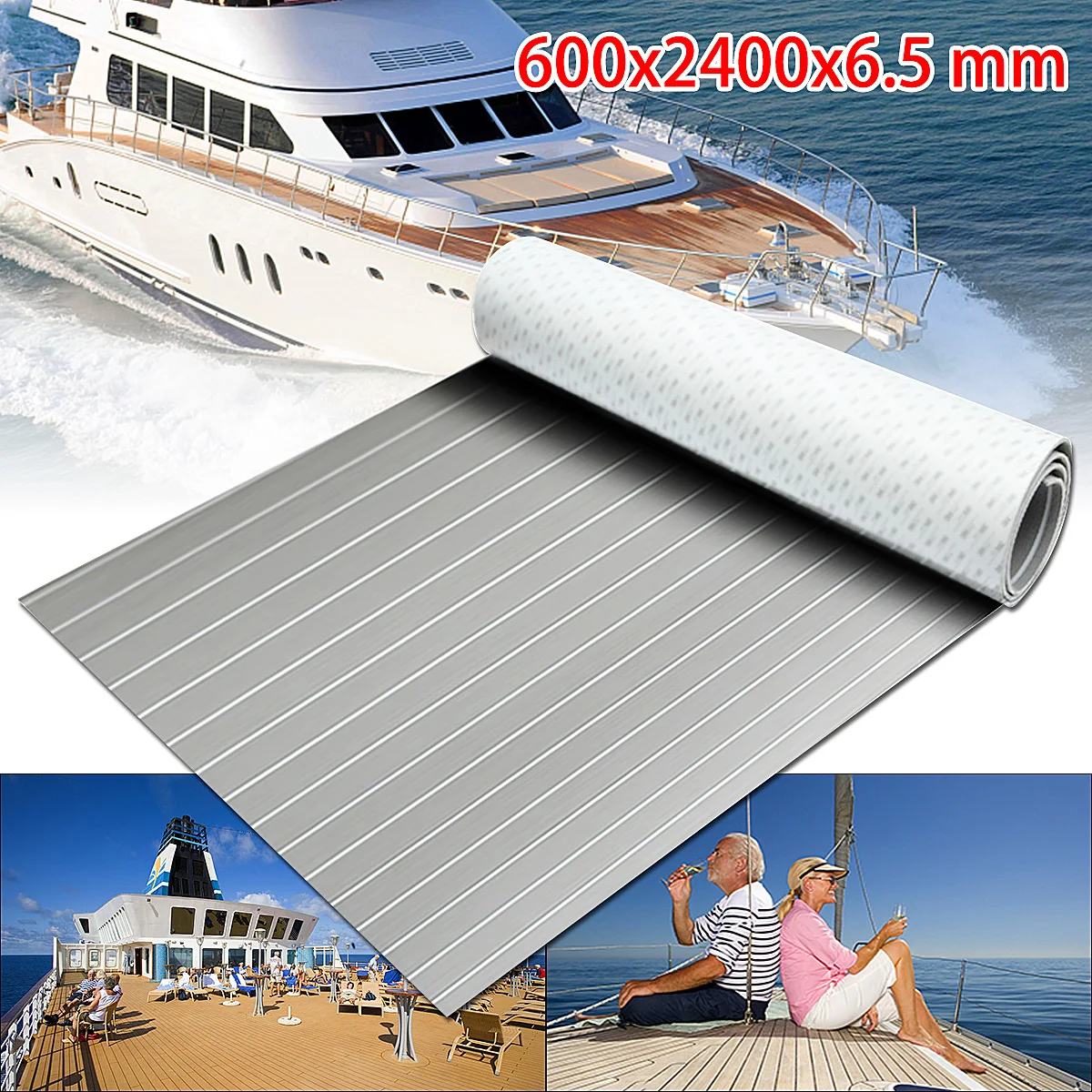 1PC Self Adhesive 600x2400x6.5mm Marine Flooring Faux Teak EVA Foam