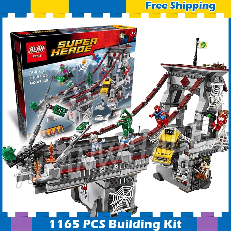 

1165pcs Super Heroes Spider-Man Web Warriors Ultimate Bridge 07038 DIY Model Building Kit Blocks Gifts Sets Compatible With