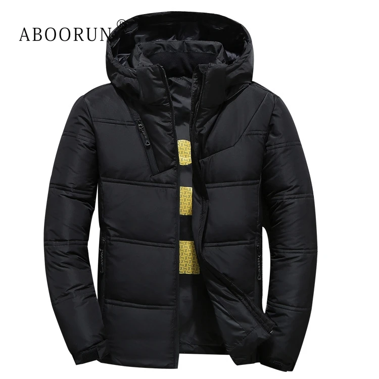 

ABOORUN 2019 Men's Winter Jacket Fashion Down Cotton Coat Outdoor Solid Thick Warm Coat Parka for Male Y3018