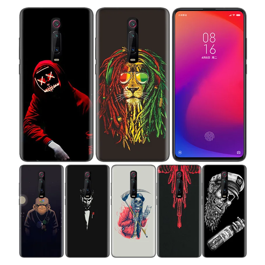 

Phone Pattern Black Rubber Soft Silicone Case Bag Cover for Redmi 7A Note 7 6 7S Y3 K20 Pro Phones Core Shell Marcelo Burlon