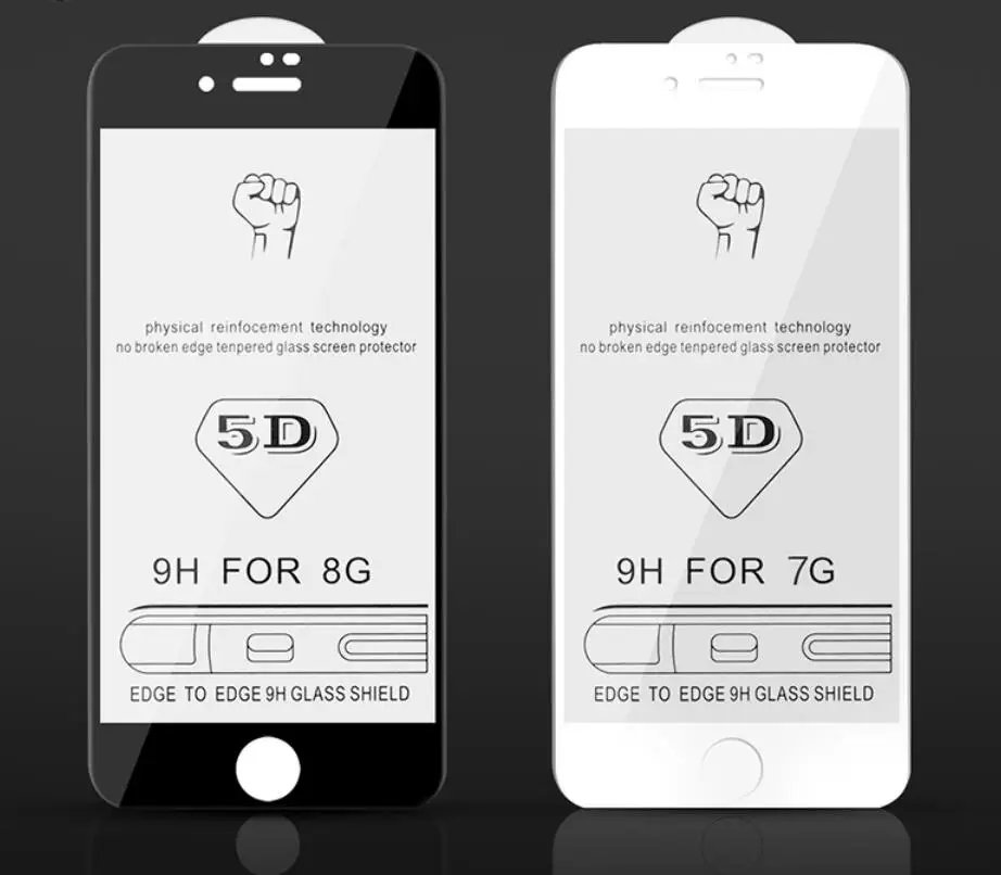 5D холодная резьба полное покрытие закаленное стекло протектор для iPhone X 8 7 6 6S Plus