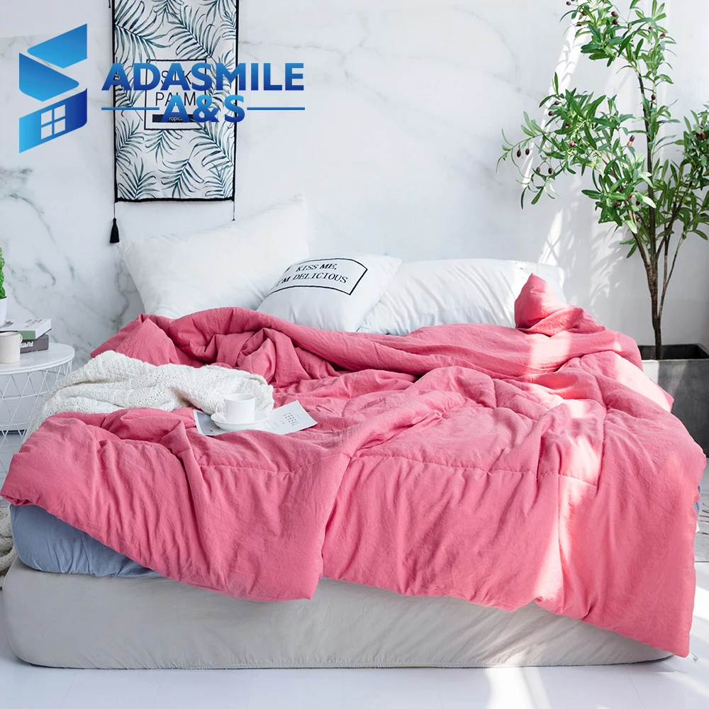 

Leisure Solid Color Comfortable Washable Quilts Bed Quilt Comforter Adults Bedding Quilted Soft Duvet Summer Quilts