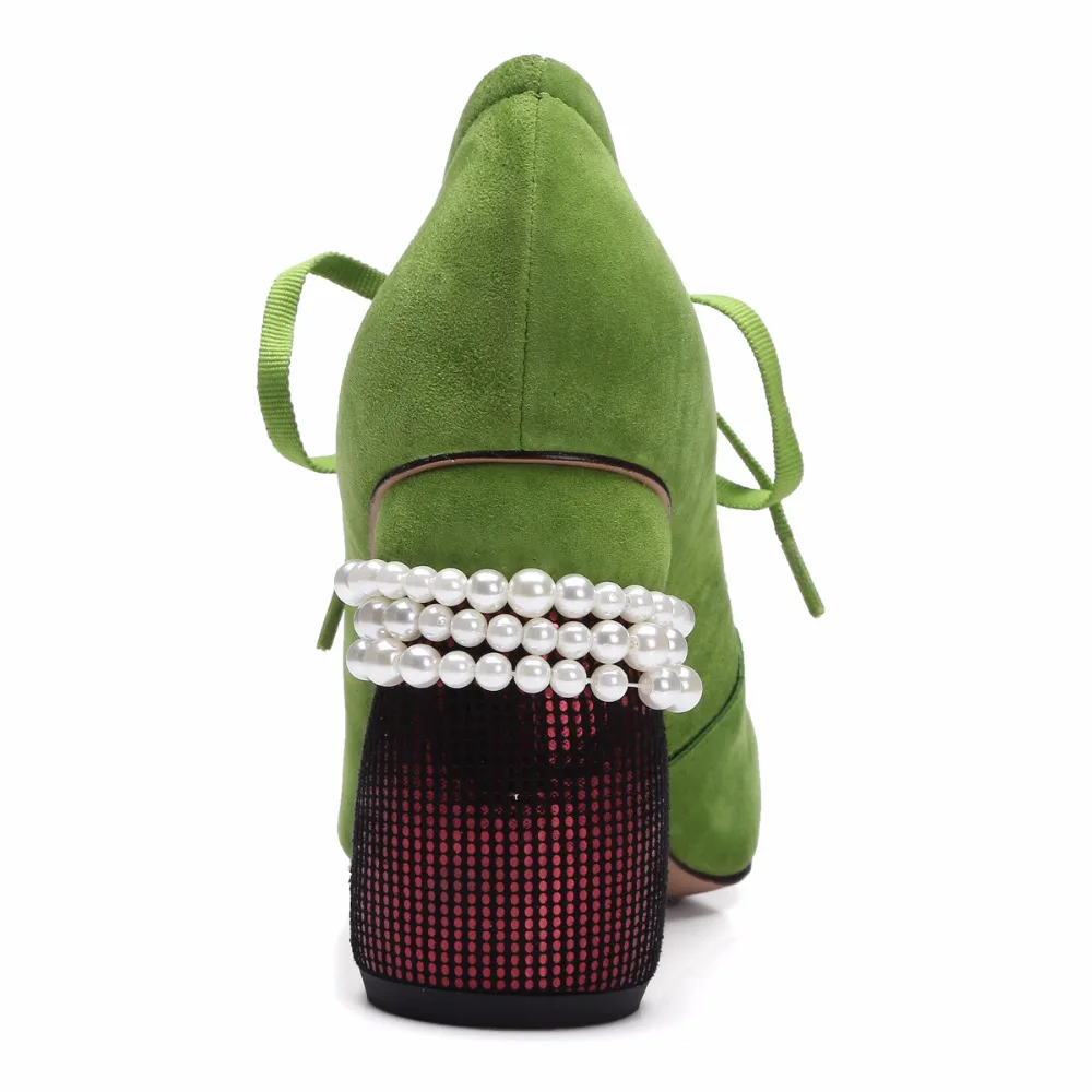 Arden Furtado стиль весенние туфли женская обувь на шнуровке Обувь на высоком каблуке 7 см, коричневый, зеленый; туфли-лодочки жемчужного цвета вечерние туфли большие размеры 42