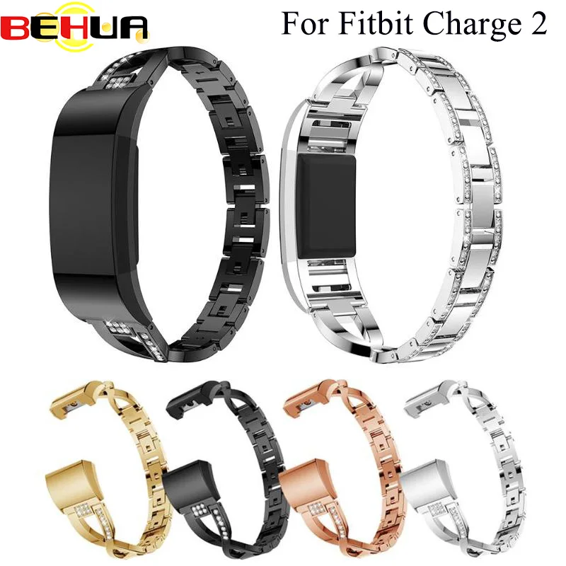 Ремешок для наручных часов для Fitbit заряд 2 ремешок замена металлический браслет регулируемый плечевой ремень для Fitbit charge2 ремешки для часов с Стразы