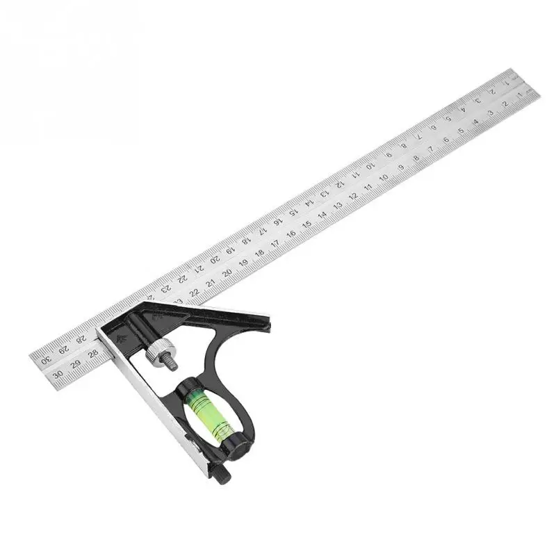 1Pcs 300mm 12inch Metal Adjustable Combination Right Angle Ruler