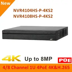 Оригинальный DH 4 K 4PoE NVR4104HS-P-4KS2 NVR4108HS-P-4KS2 4 канала 8-канальный компактный 1U H.265 Lite Сетевой Видео Регистраторы