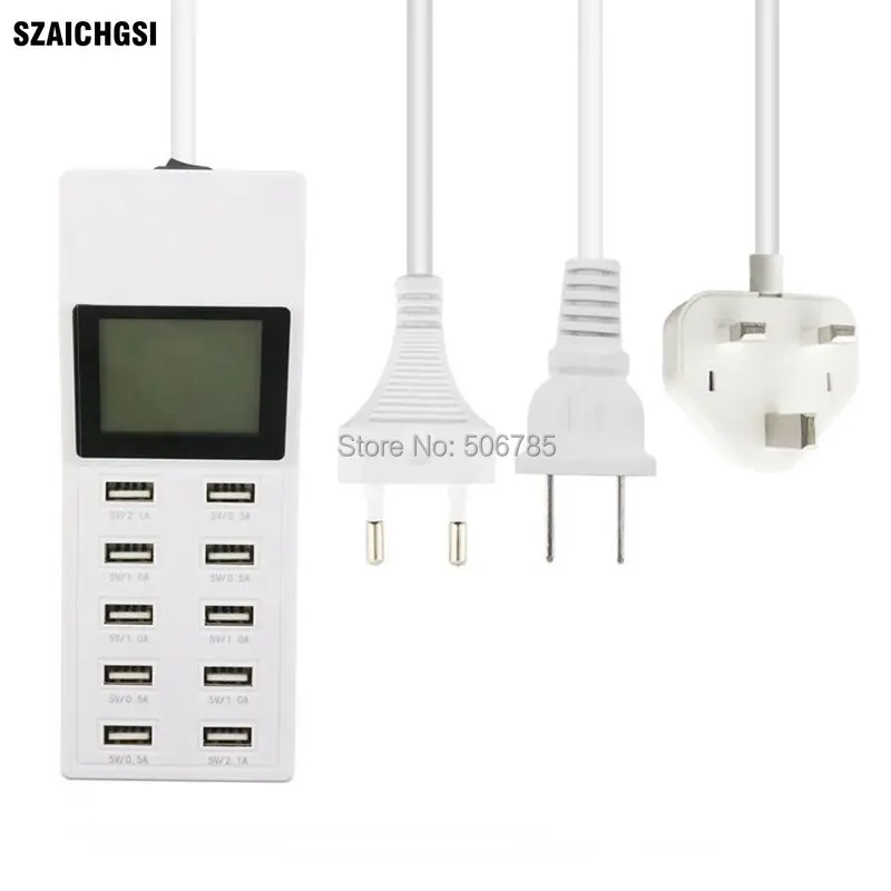 SZAICHGSI 10 usb порт концентратор настенное зарядное устройство AC адаптер питания EU US UK