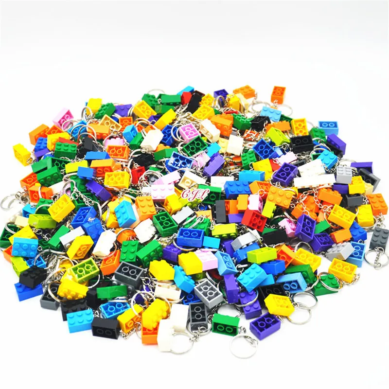10Pcsset Colorful Block Legoingly Key Ring Chain Building Blocks Accessories Keychain Model Kits Set DIY Toys for Kids Keys (6)
