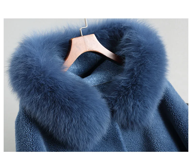 AYUNSUE 2019 женская шуба из толстой шерсти пальто с натуральным лисьим мехом воротник с капюшоном Длинная зимняя куртка женская из