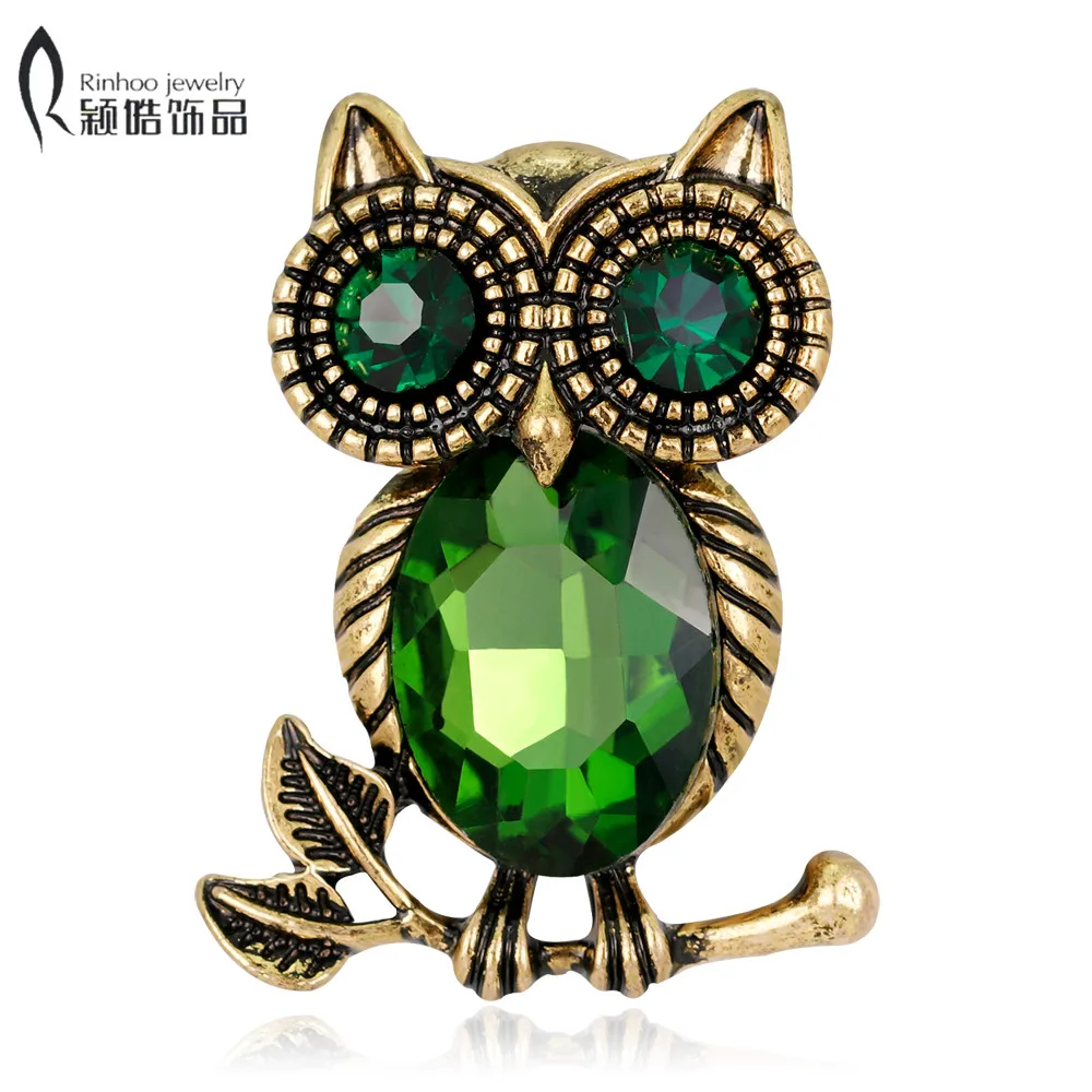

Natural animal Brooch owl Brooches For women wedding Brooch boutonniere Blue green Crystal Large Brooches