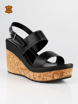 

ANDREA PIERAGO leather wedge Sandals-Black