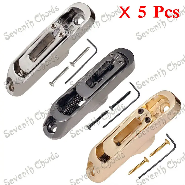 A Set of 5 Pcs Individual Bridge Saddles Tailpiece for 5 String Bass Guitar  Replacement parts - Chrome - Black - Gold choose