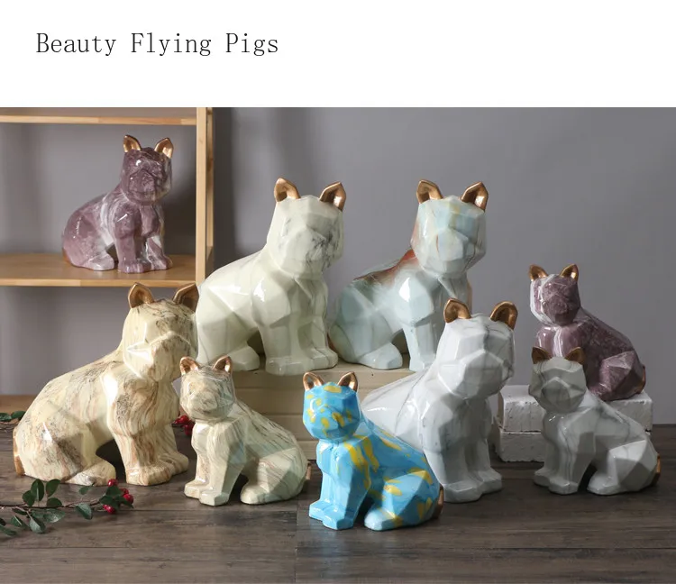 

Nordic home decorations ornaments geometric ceramic dog statue decoration creative living room porch furnishings gift gift