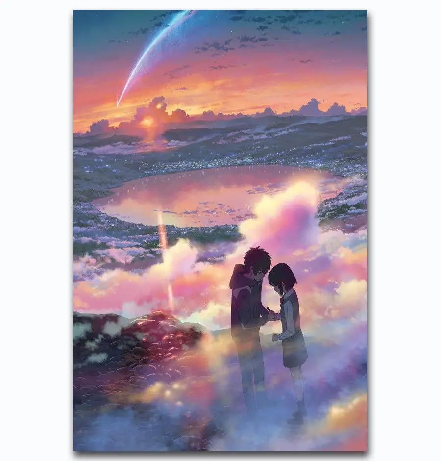 

Art Print Hot 2017 Japan Anime Movie Kimi no na wa Your name 14x21 24x36 27x40 Inch Silk Poster Wall Canvas Decoration X-285