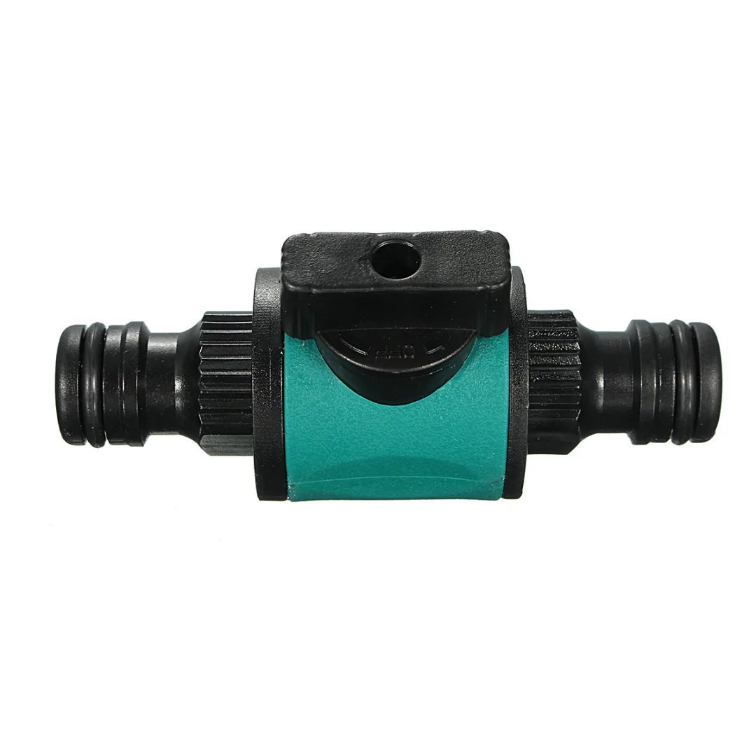 1/2" 2-Way Connector Shut-off Garden Hose Water Pipe with Quick ABS Green Nonslip Outdoor Garden Valve