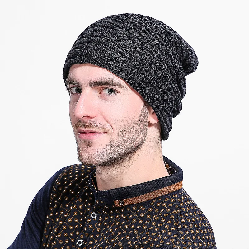 

2017 Autumn Winter New Wool Men And Women Fish Scales Pattern Plus Velvet Knit Wrinkle Hat Cap Thickening Warm