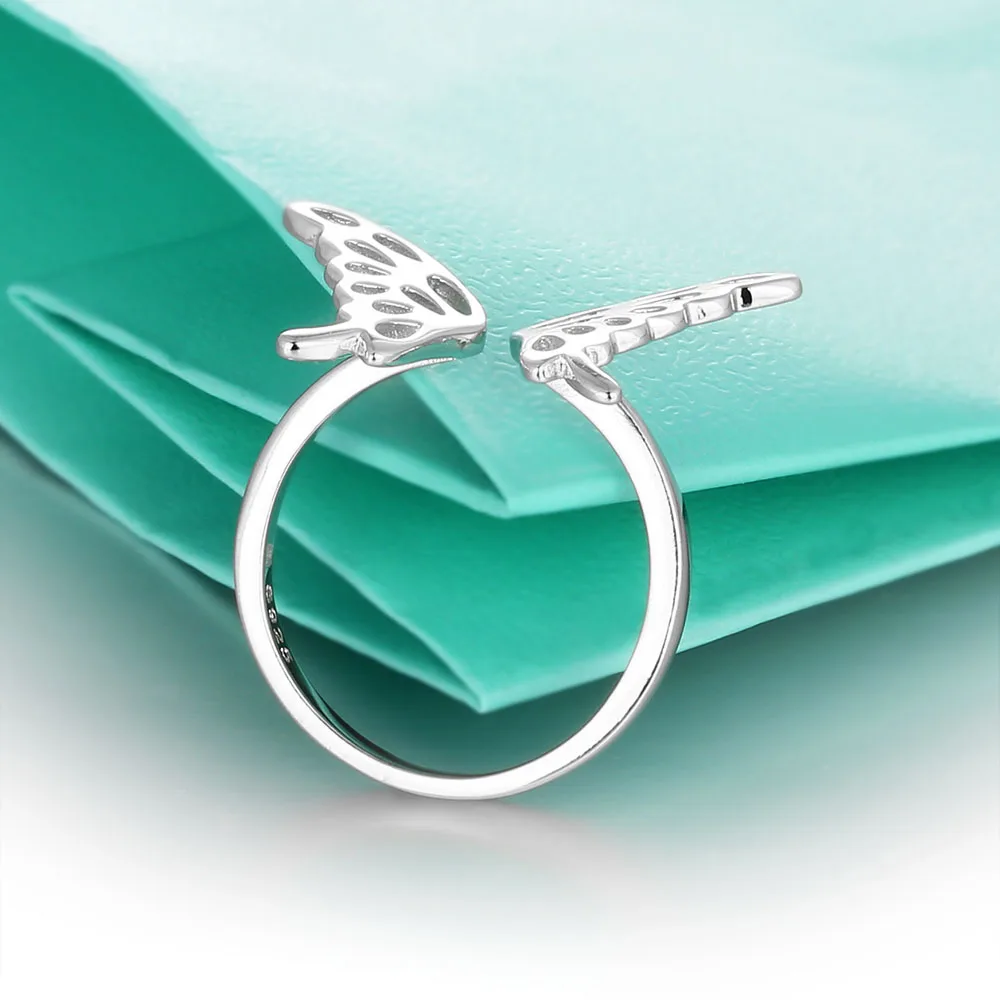 Adjustable Butterfly Accessories 925 Sterling Silver Rings For Women Fashion Party Jewelry Gift Ideas For Her(JewelOra RI101802)