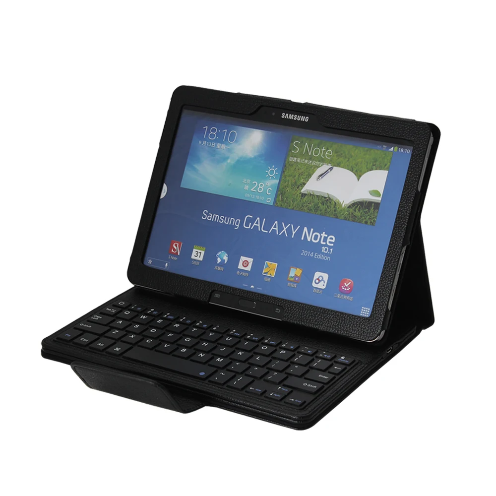  Litchi Pattern Leather Removable Wireless Bluetooth Keyboard Case Cover for Samsung Galaxy Note 10.