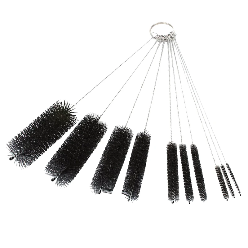 10pcs Bottle Brushes Coffee Machines Pipes Tubes Nylon Cleaning Brush Set