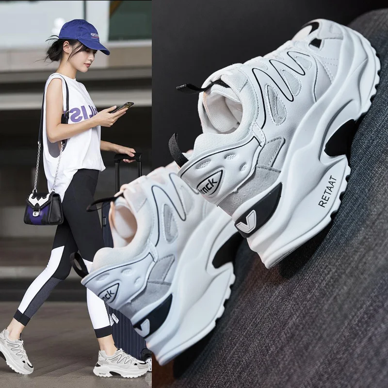 

MYCORON 2018 Casual Shoes Fashion Brand Woman Comfortable Female Boots Lace-Up Platform Sneakers Women Zapatos Mujer Tacon