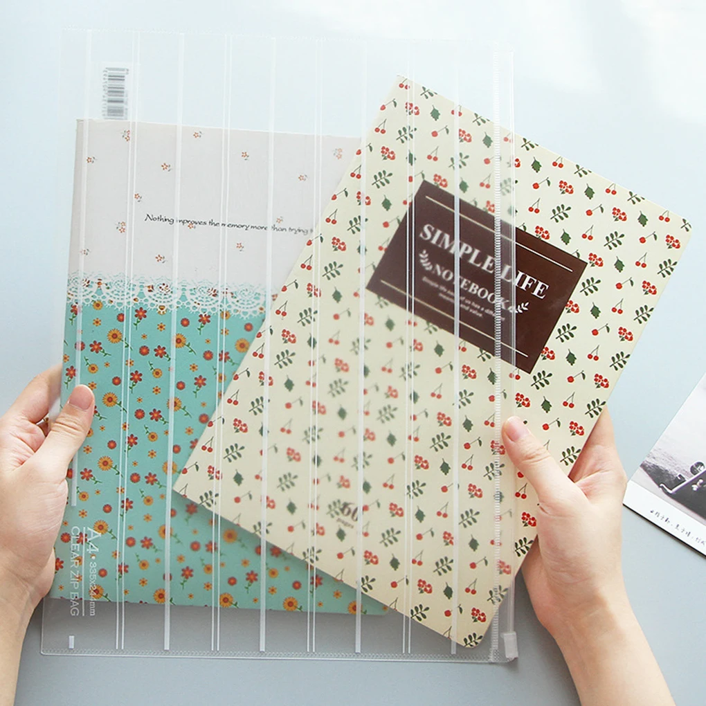 

1PCS/ A4 / A5 Storage Bag School Office Supply Transparent Loose sheet Notebook zipper Self-sealing File Holder