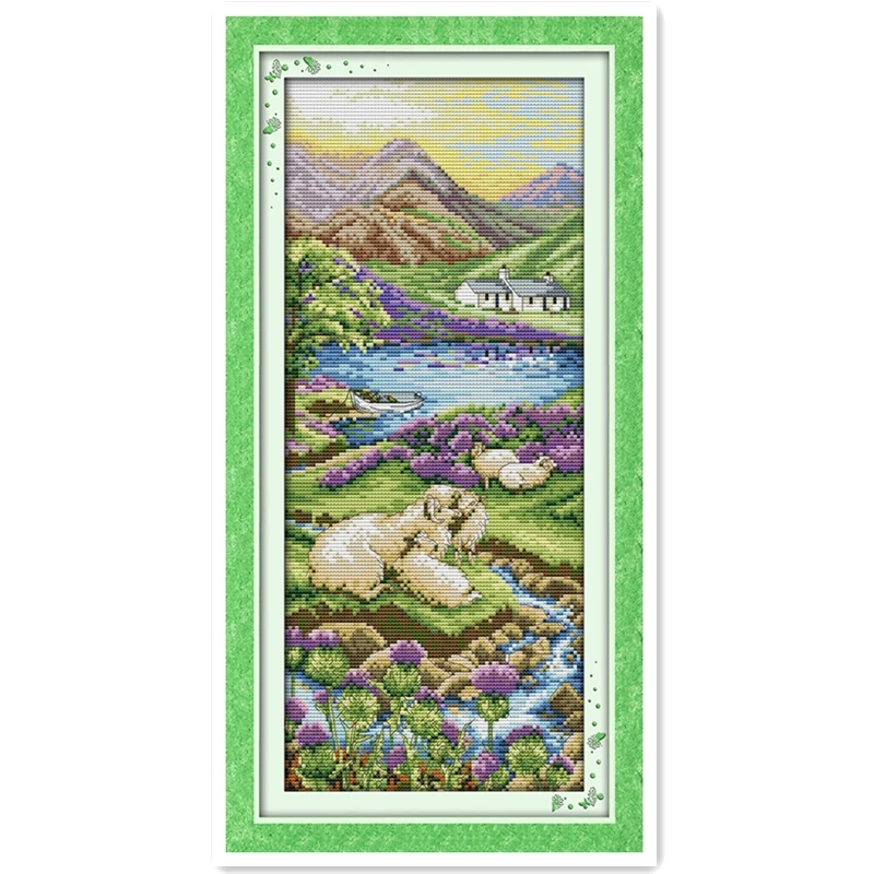 

Highland landscape Patterns Counted Cross Stitch DIY DMC Cross Stitch DIY Cross Stitch Kit Embroidery for Home Decor Needlework