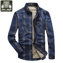 AFS JEEP, брендовая рубашка, мужские флисовые рубашки, Толстая теплая клетчатая рубашка, мужская рубашка большого размера, M-5XL, Военная рубашка, Camisa Masculina homme