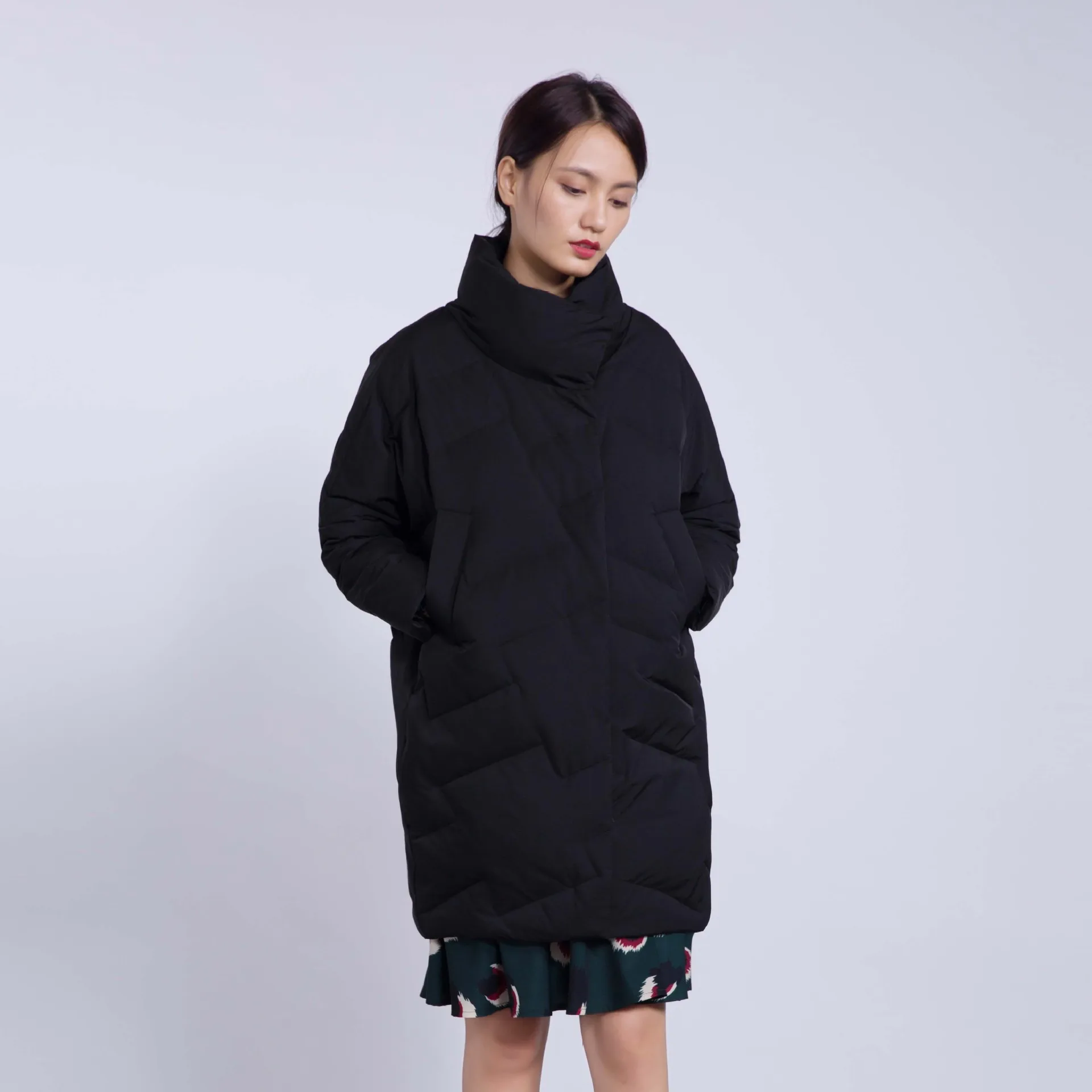2018 Vers Service De À noir Beige Mode Style Le Porter Géométrique Et Ceciliayu Manteau Nouveau Bas Vêtement Facile Japonais D'hiver Automne Femmes SxaKwd