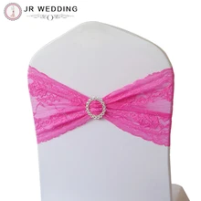 100 шт. фуксия ярко розовый спандекс лайкра кружево стул группа с пряжкой для дня рождения применение Свадебный декор