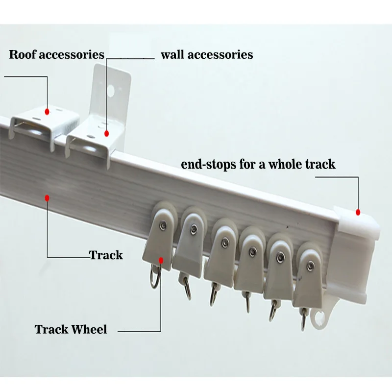 ADQKCLY прочный Видимый рельс для занавесок нано глушитель белые пластиковые металлические аксессуары для занавесок сгибаемый карниз
