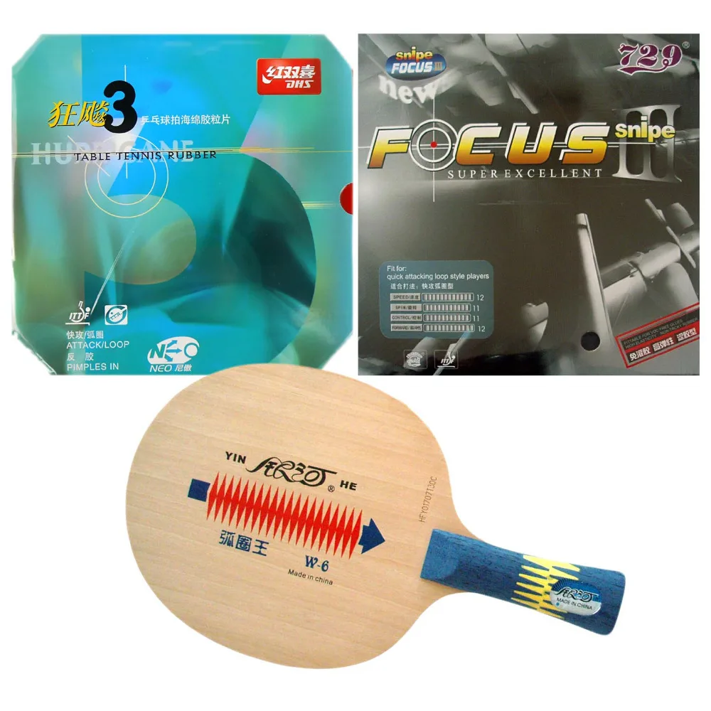 

Pro Table Tennis PingPong Combo Racket Galaxy YINHE W-6 blade with RITC729 FOCUS3 and DHS NEO Hurricane 3 Rubbers