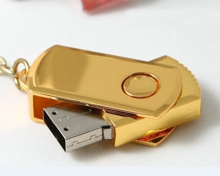 Ключ usb флэш-накопитель 4 ГБ 8 ГБ Золотой металлический флеш-накопитель 16 Гб оперативной памяти, 32 Гб встроенной памяти, 64GB silver съемный накопитель подарок вращать u диск ручка со шнурком езды на автомобиле