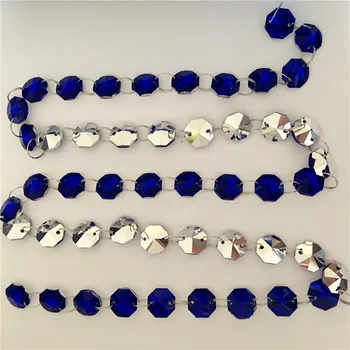 

14mm 100 Meters Dark Blue Octagon Silver Plated Bottom Chandelier Crystal Strand Garland Chain Hanging Diamond Bead For DIY News