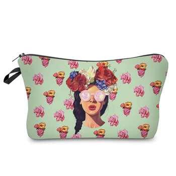 

2019 Portable flower Cosmetic Bag Double Layer with foamTravel Makeup Pouch Bags Circular Woman Make Up Bag Brush Organizer