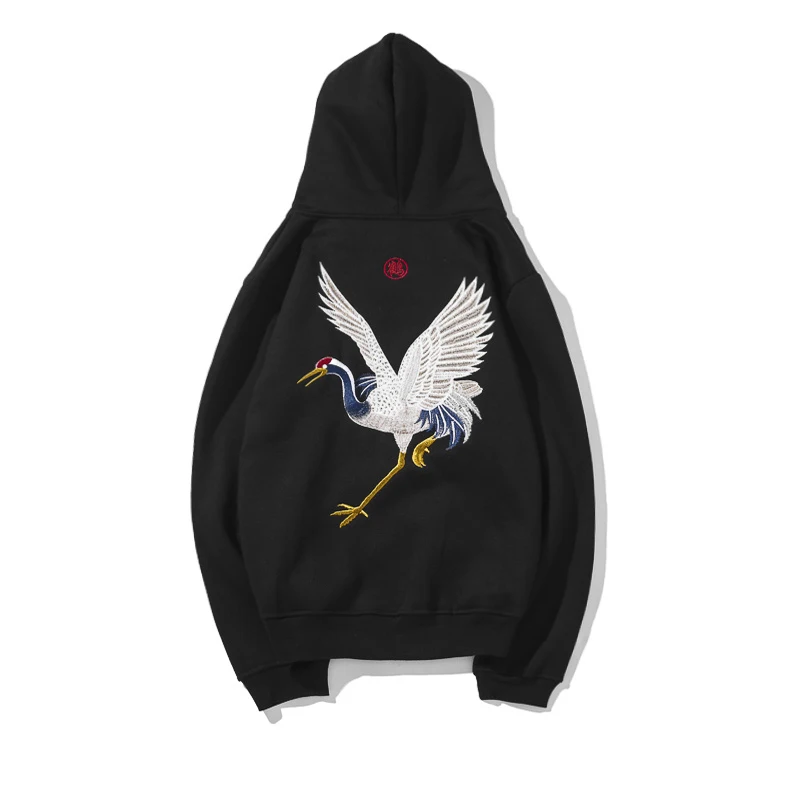 WOMEN'S HOODIES Chinese Embroidery crane COAT WOMEN Hoodies 2018 Winter Chinese style Femmes hoody Casual Sweatshirts Streetwear