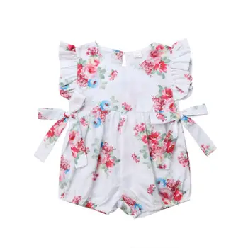 

Toddler Infant Baby Girl Clothing Flower Ruffle Romper Sleeveless Bow Cute Cotton Jumpsuit Outfits Clothes Baby Girls 0-18M