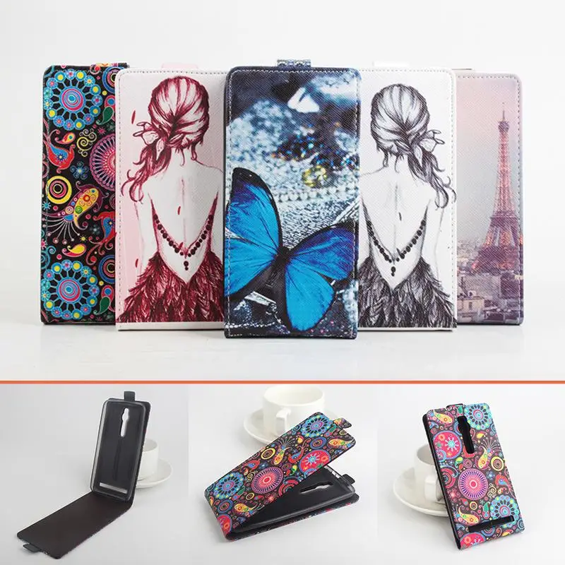 

Luxury Leather Case For Asus 5.5inch Zenfone 2 Butterfly Flower Tower Patterm Wallet Phone Cases For Asus 5.5inch Zenfone 2