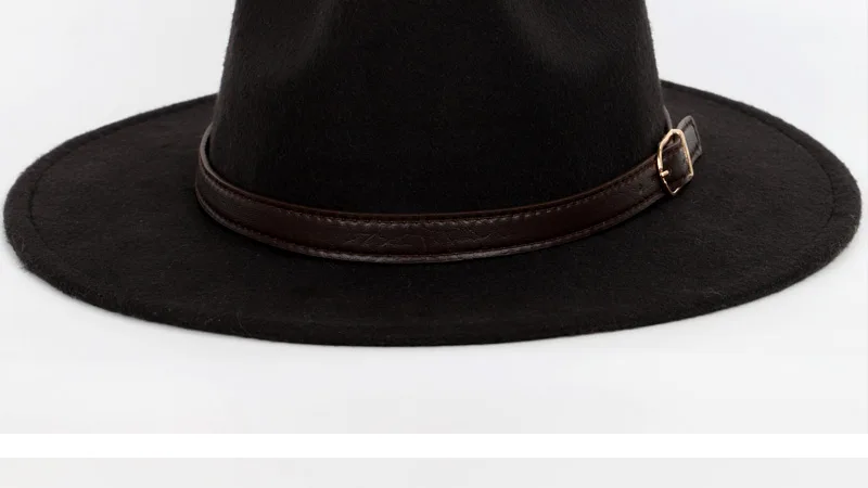 Мужская шляпа-котелок, мужские Модные неглубокие шляпы-федора, классические унисекс, однотонный ремень с золотой пряжкой, большие размеры, шапки, 60 см, шерсть, теплые мужские