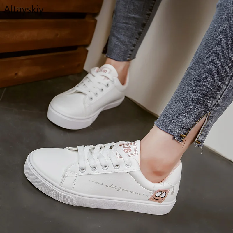 

Vulcanize Shoes Women Sneakers 2019 New All-match Cute White Womens Flat Breathable High Quality Trendy Walking Leisure Ladies