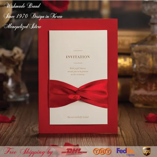 bronzing red wedding invitations with ribbon printable birthday