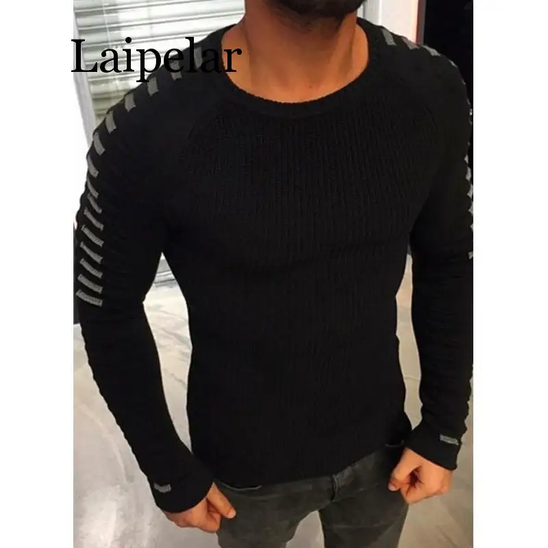 Laipelar свитер мужской 2019 Новое поступление Повседневный пуловер Мужской осенний круглый воротник лоскутный качественный вязаный бренд