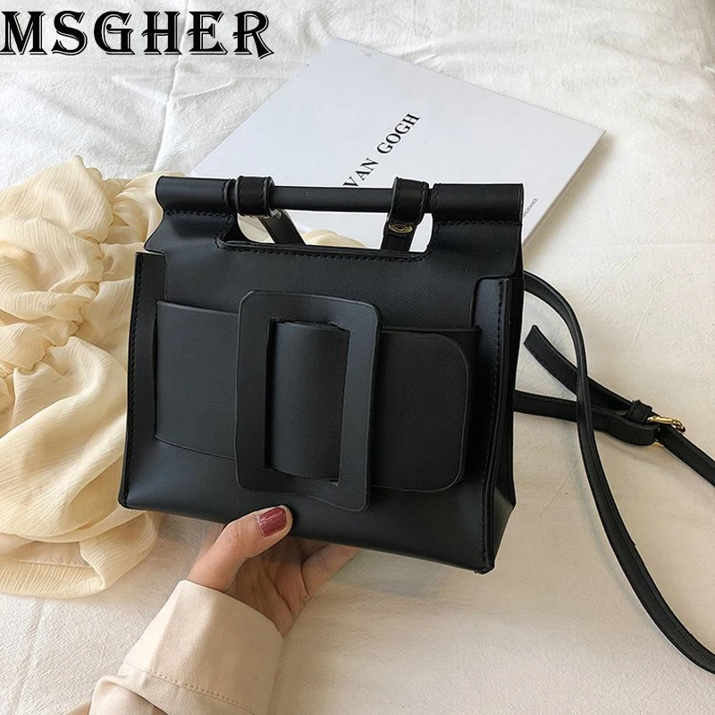 

MSGHER Handbags Women Summer High Designer Small Shoulder Bags Female Casual Solid Crossbody Bags Quality PU Messager Bags