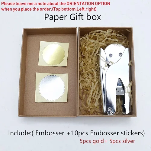 Gift box set Индивидуальная эмбоссер, библиотечная печать с подарочной коробкой, персонализированная из библиотеки Embosser, стальная Embosser, штамп, дизайн вашего собственного логотипа - Цвет: Gift box set