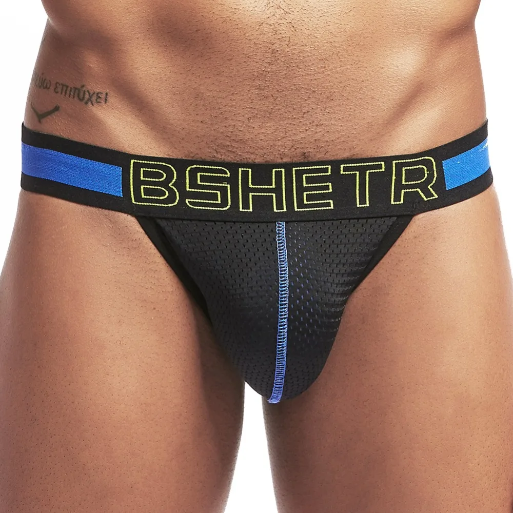 

High quality BSHETR Brand Mens G-Strings sexy Gay cueca underwear Mesh panties Male Breathable underpants Sexy Homewear Thongs