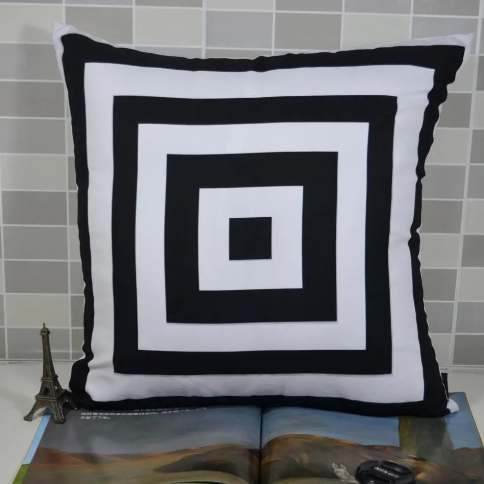 

45*45 cm Vintage Decorative Back and White Geometric Throw Pillowcase Cushion Pillow Covers for Bed Sofa