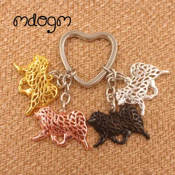 

2019 Finnish Lapphund Dog Animal Gold Silver Plated Metal Pendant Keychain For Bag Car Women Men Key Ring Love Jewelry K151