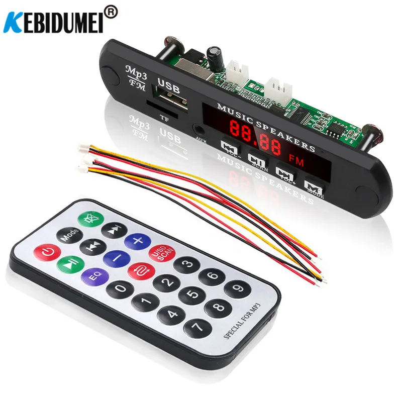 Car MP3 Player WMA WAV Decoder Board Adapter FM Radio USB TF Card 3.5 mm Audio Module 5V 12V with Remote Control