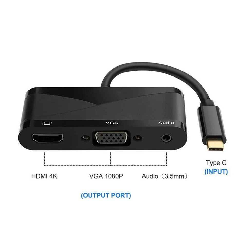 YKSO USB C Type C to HDMI VGA 3.5mm Audio Adapter 3 in 1 Thunderbolt 3 Port Compatible+USB 2.0 Converter For Macbook (6)
