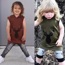 Лидер продаж; Повседневные детские худи с оленями для маленьких мальчиков; летняя Толстовка без рукавов с капюшоном; жилет
